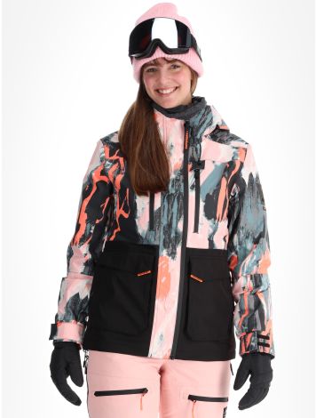 Superdry, Ultimate Freestyle Ski Jacket ski-jas dames New Brush Stroke AOP multicolor, oranje, zwart